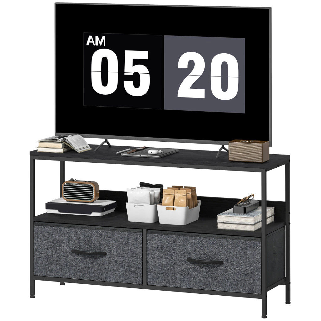 Mobile TV con 2 cassetti ¨C Xylo ¨C grigio scuro, acciaio, 98x29x56 cm, fino a 47 pollici