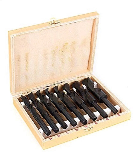Set di Trapani a Spirale per Metallo - 8 pezzi - Per Pretrapani e Precisione - 14mm a 25mm - Adatto per Uso Professionale - Metallo e Acciaio