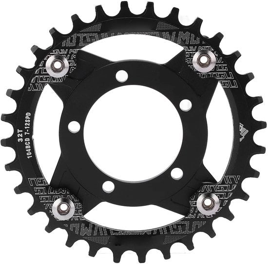 Fiatto per Bicicletta a 32T - Rondelle in Alluminio - 104 BCD - Fermo - Robusto/Duraturo - Leggero - Installazione Facile