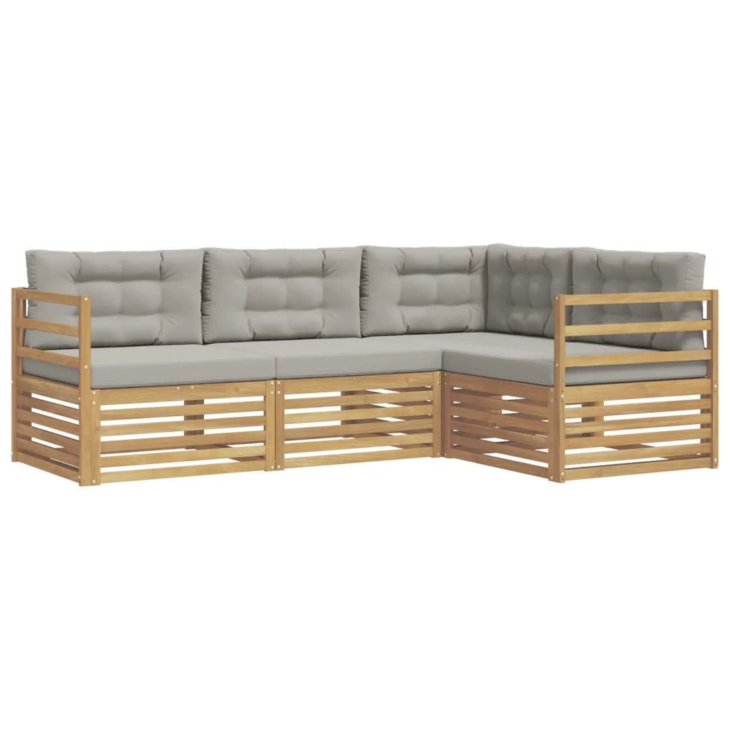 Set di divani da esterno 4 pz Bianco e Grigio Chiaro Poliestere 3390386