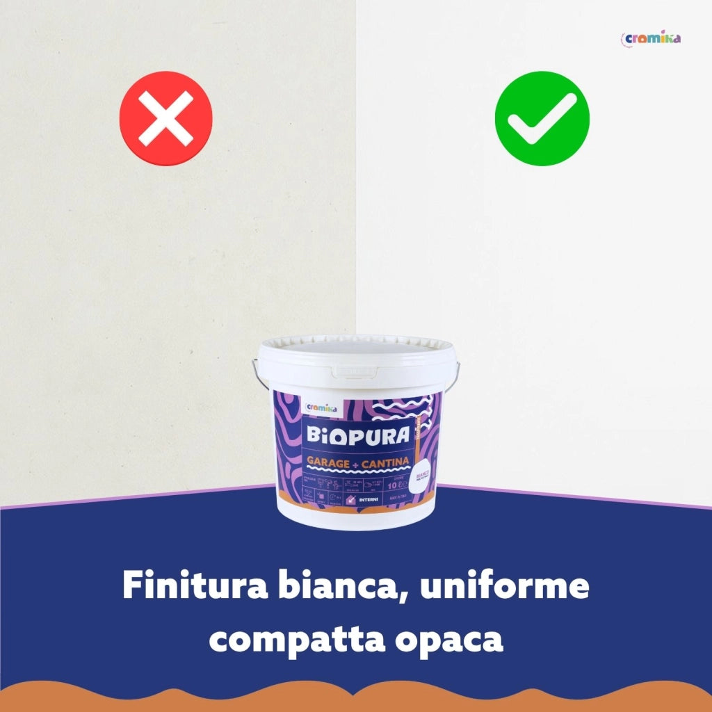 Pittura murale traspirante interni garage cantina linea biopura cromika *** formato 10 lt, confezione 1