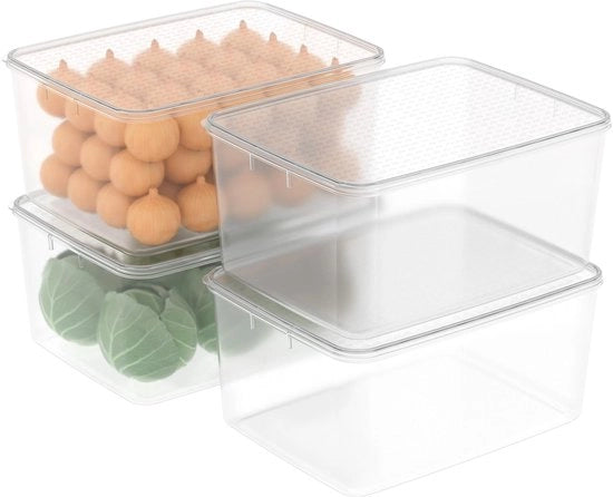 Contenitori per congelatore 10L*4, contenitori per alimenti, contenitori di conservazione con coperchi, contenitori per congelatore resistenti al congelatore, resistenti al microonde, in plastica BPA libera, trasparente, set da 4 da 10L.