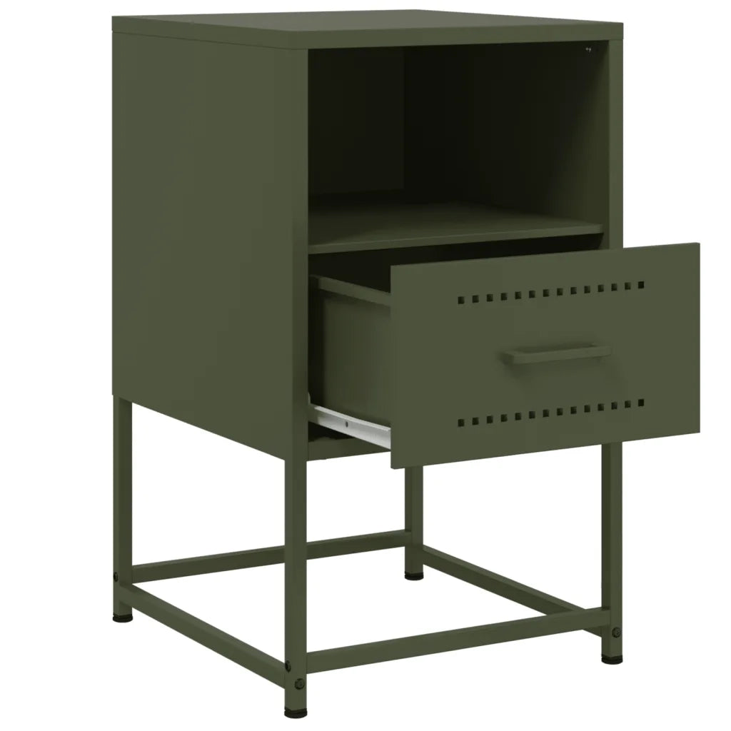 Comodino | Armadio da Notte | Mobiletto da notte Verde Oliva 36x39x60,5 cm in Acciaio