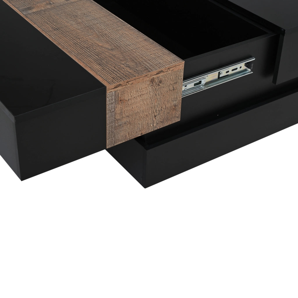 Tavolino da caffè quadrato con vano estraibile - per soggiorno - 70x70x39 cm - nero