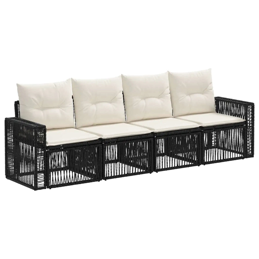 Set Divano da Giardino 4 pz Nero e Bianco Crema polyrattan 3435046