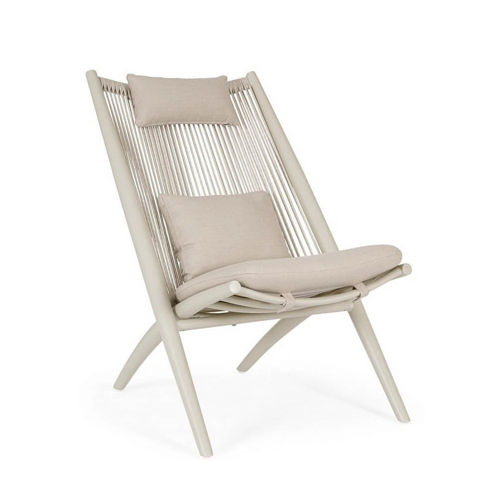 Set di 2 Poltrone Lounge da Esterno con Cuscini in Alluminio e Corde - ISOLDE