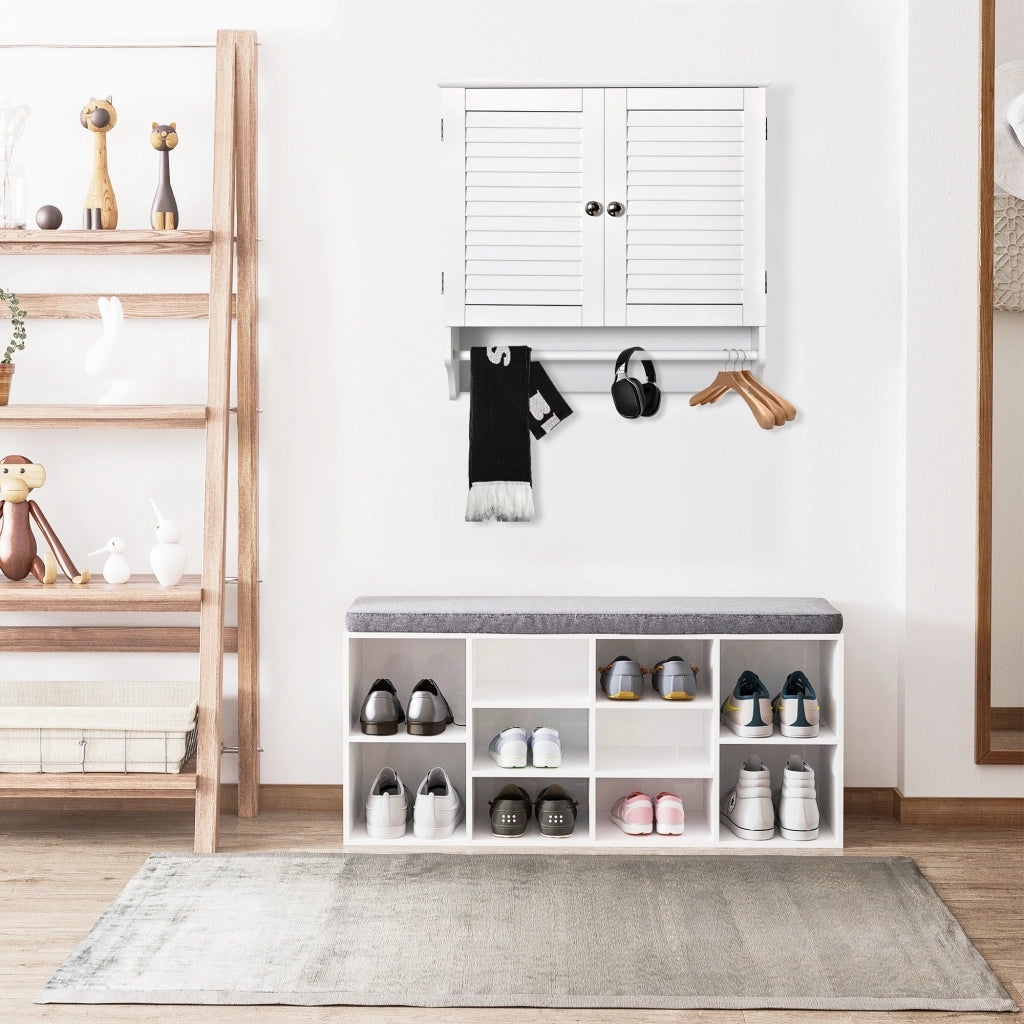 Armadietto da Bagno Sospeso con 2 Ante ¨C zephmum ¨C Bianco 60x23x60 cm