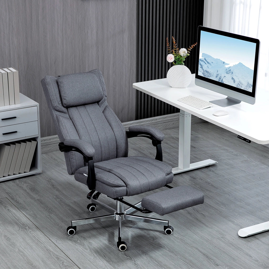 Sedia da Ufficio ¨C Minimal ¨C Grigio, Leinen, 65x61x118 cm