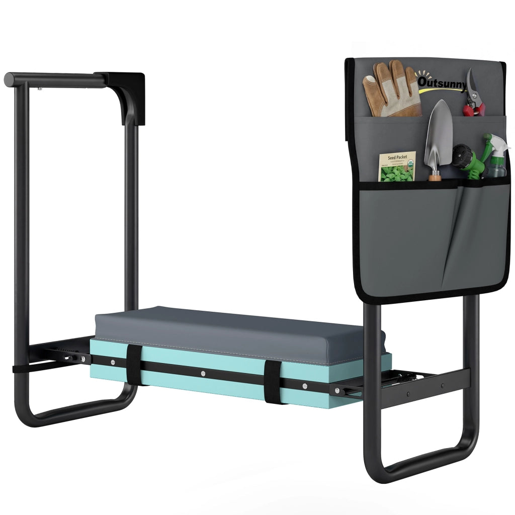 Sgabello pieghevole da giardino ¨C Xylo ¨C con cuscino EVA e tasche porta attrezzi grigio scuro