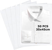 Set di 50 Tasche di Stoccaggio - 40 x 30 cm - Borsa Riciclabile - Sacchi di Stoccaggio Chiusibili - Tasche di Stoccaggio Transparenti - Ideali per Abbigliamento e Accessori