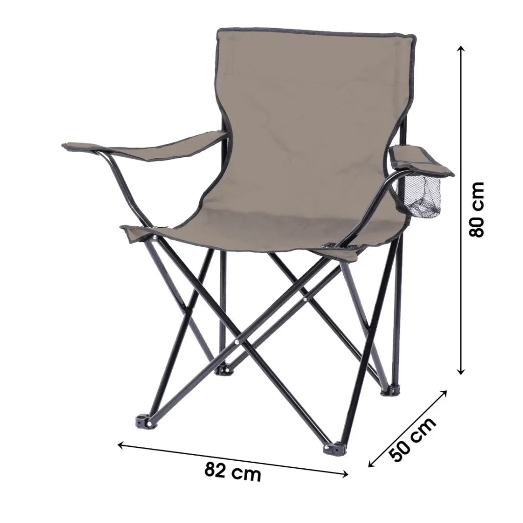 Sedia da campeggio pieghevole in tessuto taupe – 82 x 50 x 80 cm
