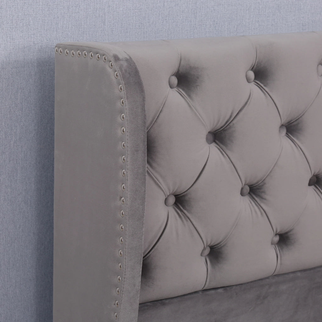 LETTO Contenitore 180x200 cm Velluto Grigio