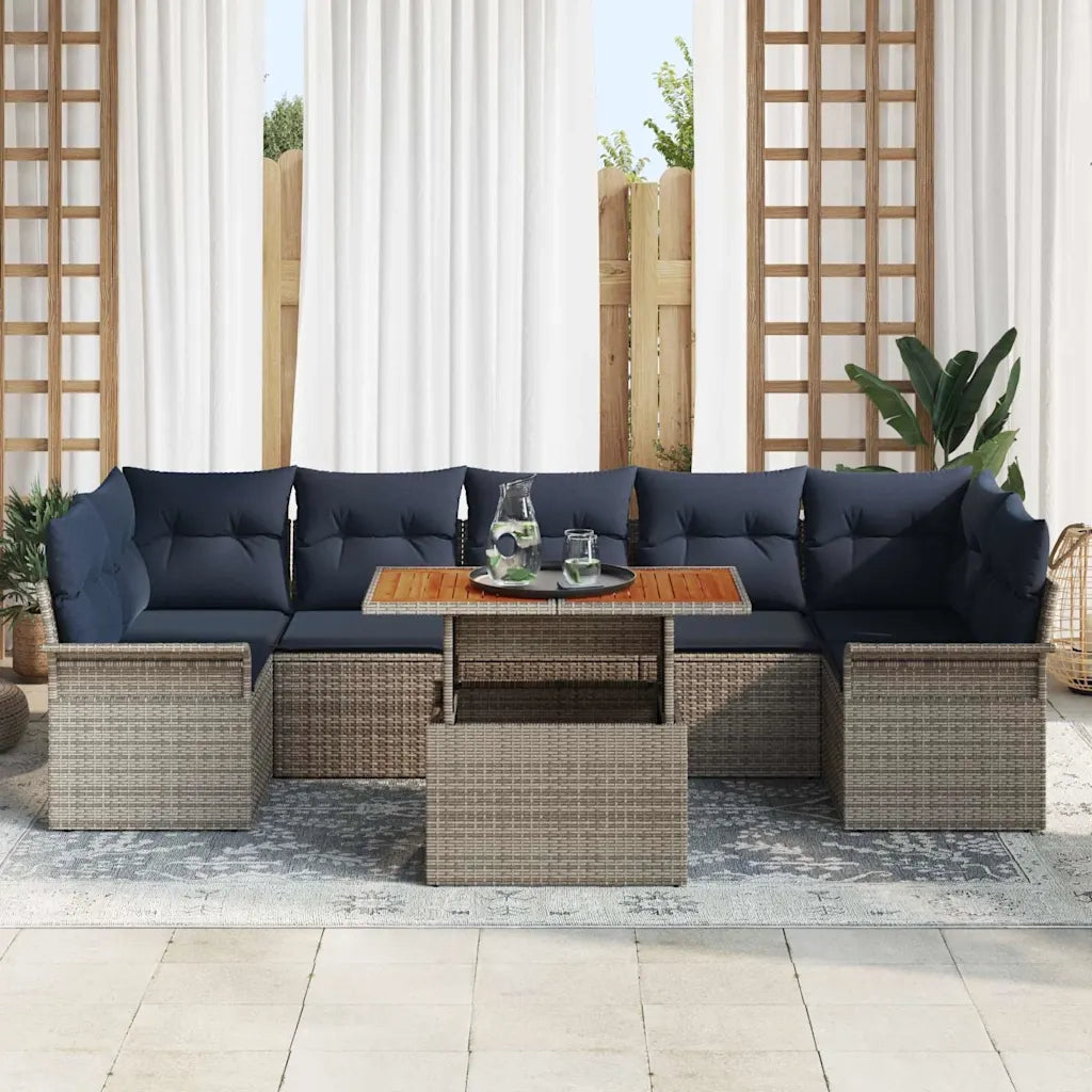 Set Divano da Giardino 8 pcs Grigio Poly Rattan 3358040