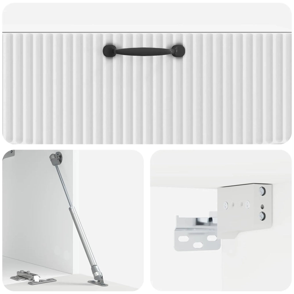 Mobile Porta TV da Muro-Credenza per TV sospesa Bianco Lucido 98 x 31 x 30 cm 937256