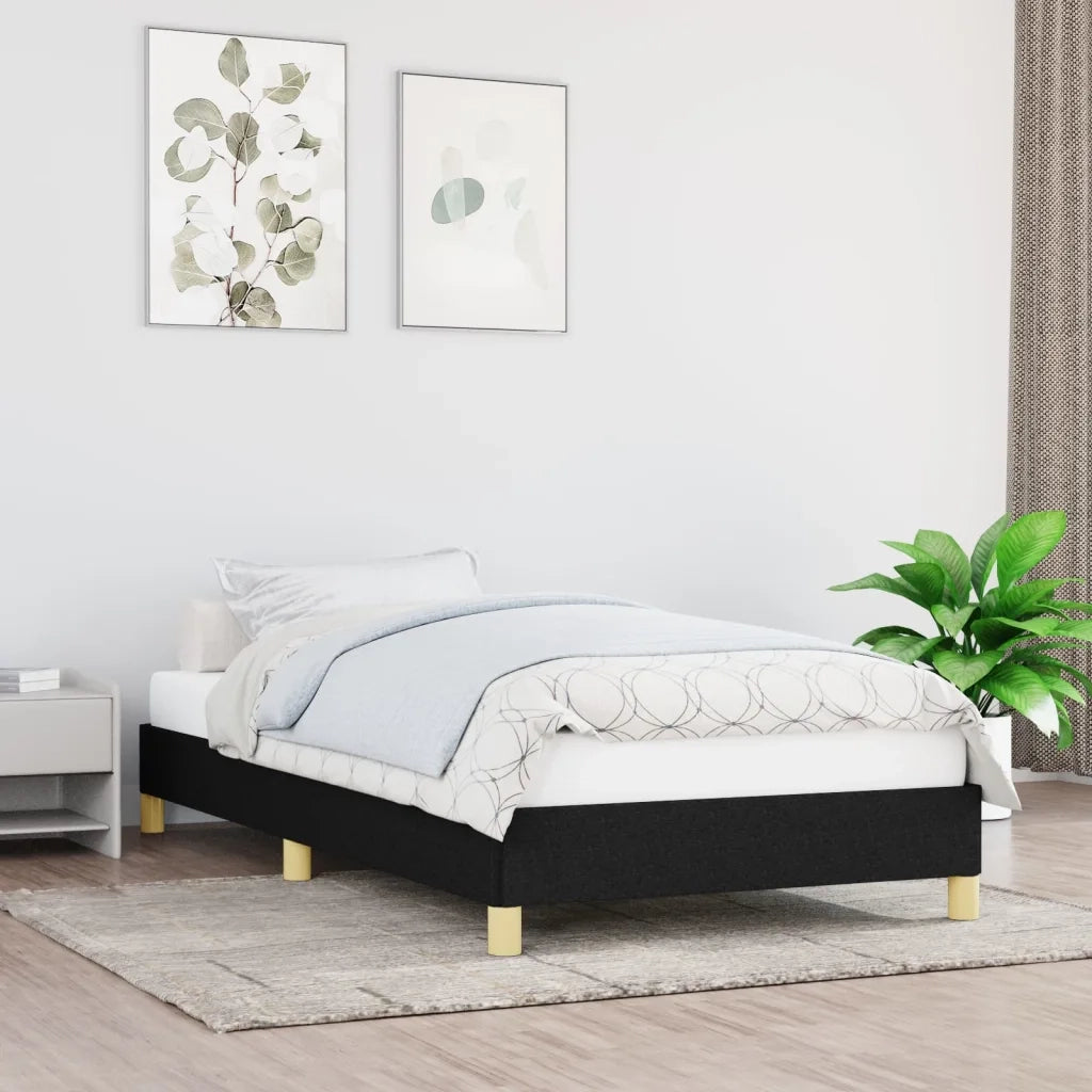 Letto singolo | Letto per adulti | Giroletto senza Materasso Nero 90x200 cm in Tessuto