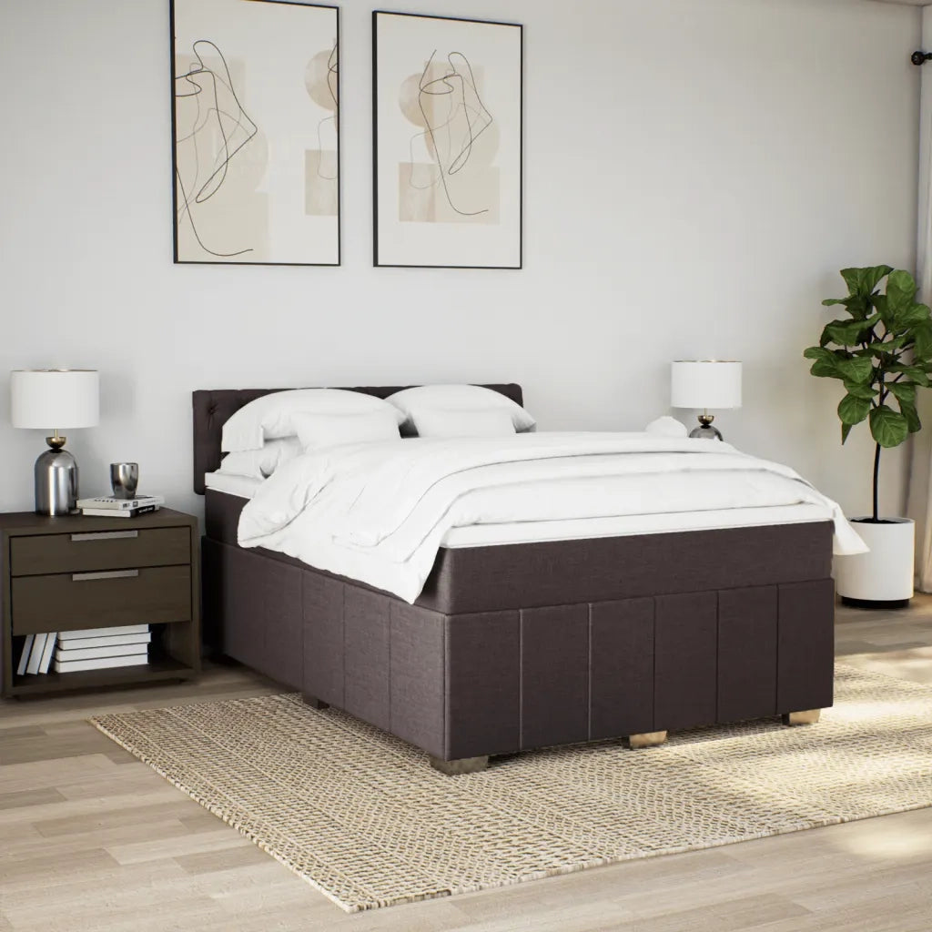 Giroletto a Molle con Materasso Marrone Scuro 140x200cm Tessuto 3289401