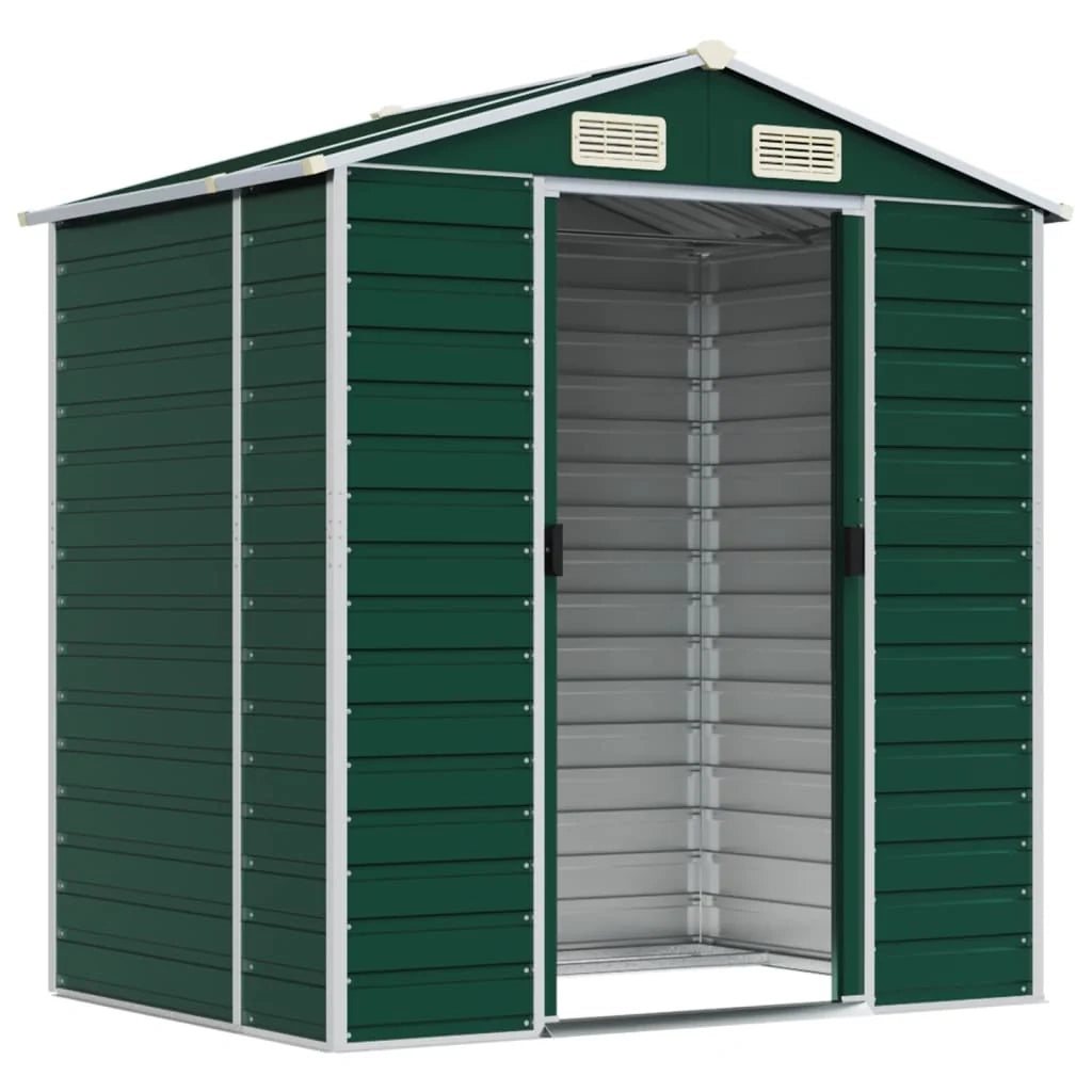 Casetta da giardino cabina ripostiglio casetta da esterno robusta casetta per attrezzi 191 x 130 x 198 cm acciaio zincato verde 02_0022347