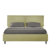 BS COM Letto matrimoniale con rete imbottito 160x210 microfibra tè verde