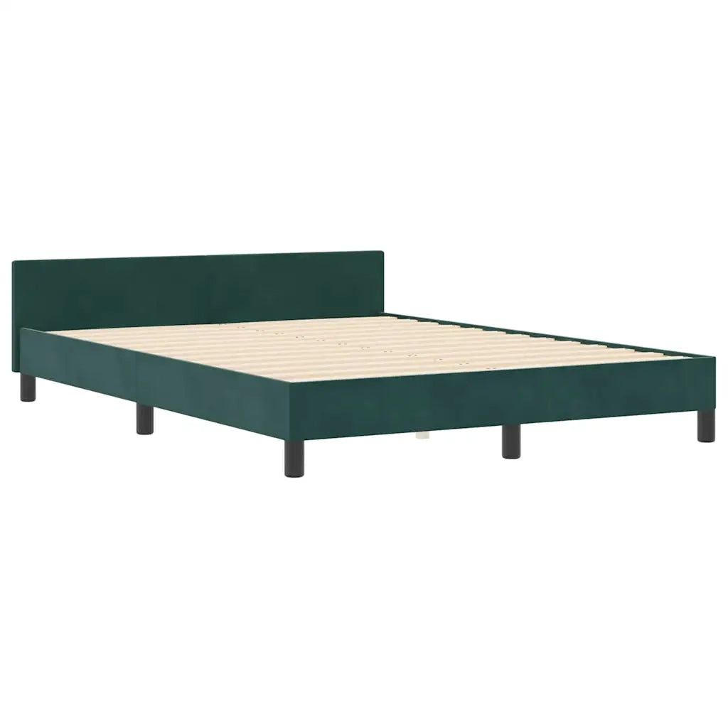 Letto a molle con testiera Verde Scuro 140 x 190 cm Velluto