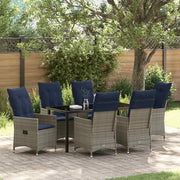 Set di tavolo e sedie con cuscino 7 pcs Grigio Rattan in PE