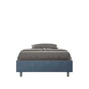 BS COM Letto una piazza e mezza con rete imbottito 130x190 microfibra blu