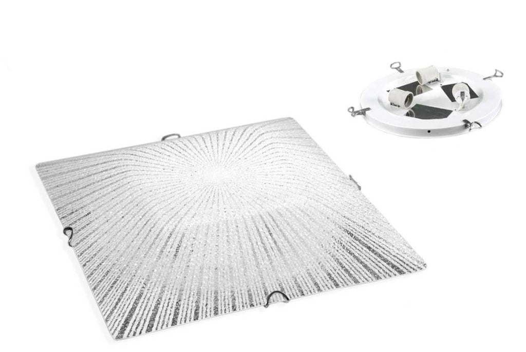 PLAFONIERA QUADRATA IN VETRO SATINATO DA 40 CM CON 3 LUCI
