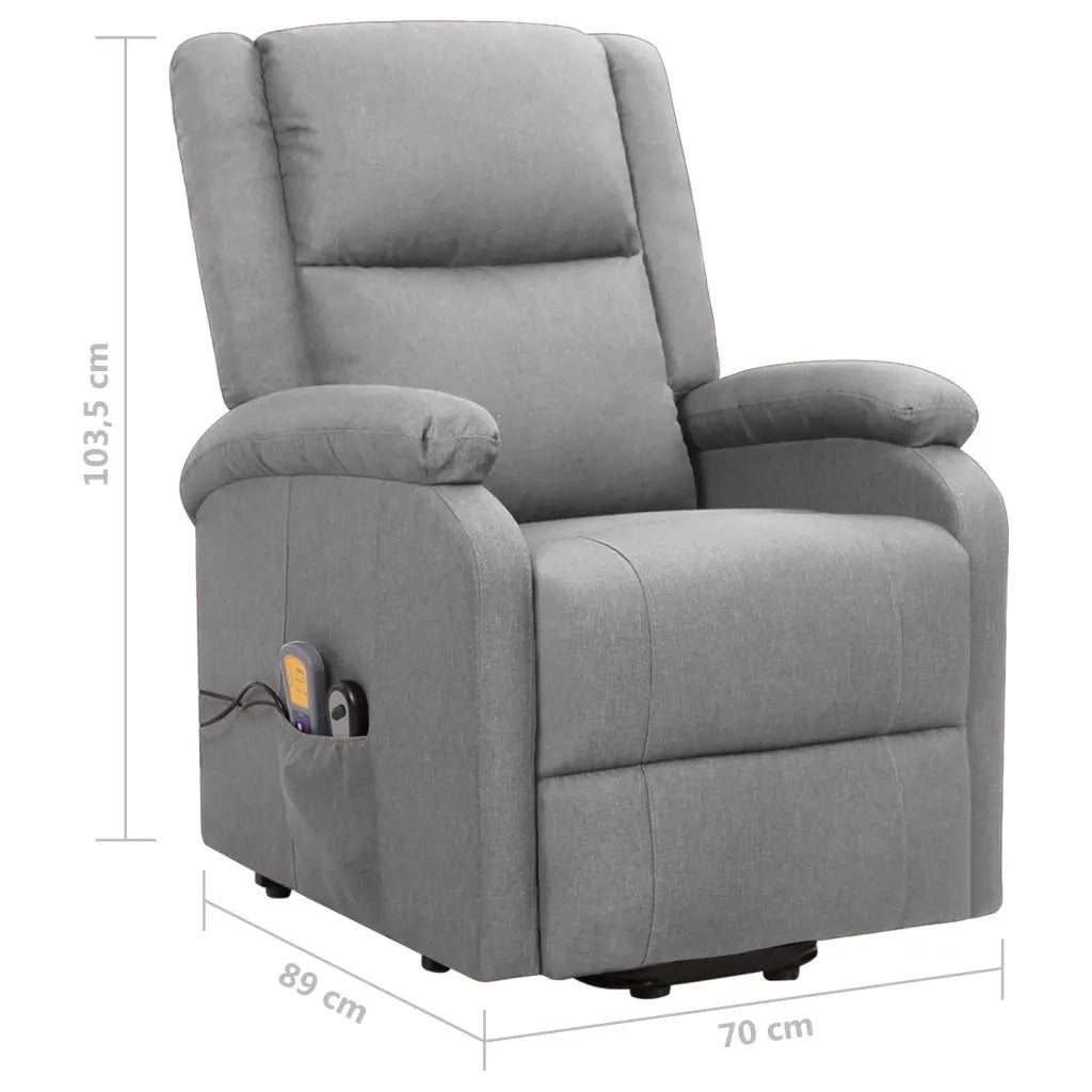 Poltrona Alzapersona Massaggiante Grigio Chiaro Tessuto 329709