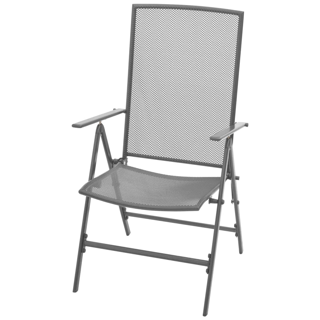 Set Sedie Giardino Reclinabili 3pz Antracite Acciaio Verniciato 3283760