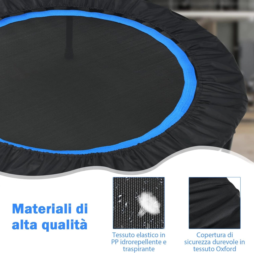 Mini Trampolino Pieghevole 101cm, Trampolino Fitness per Adulti e Bambini,con Maniglia Altezza Regolabile, Capacità di Carico 150 kg