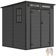 Casetta da Giardino 2 Ingressi 3 Finestre ¨C Minimal ¨C Grigio Scuro PP Alluminio 182x182x196 cm