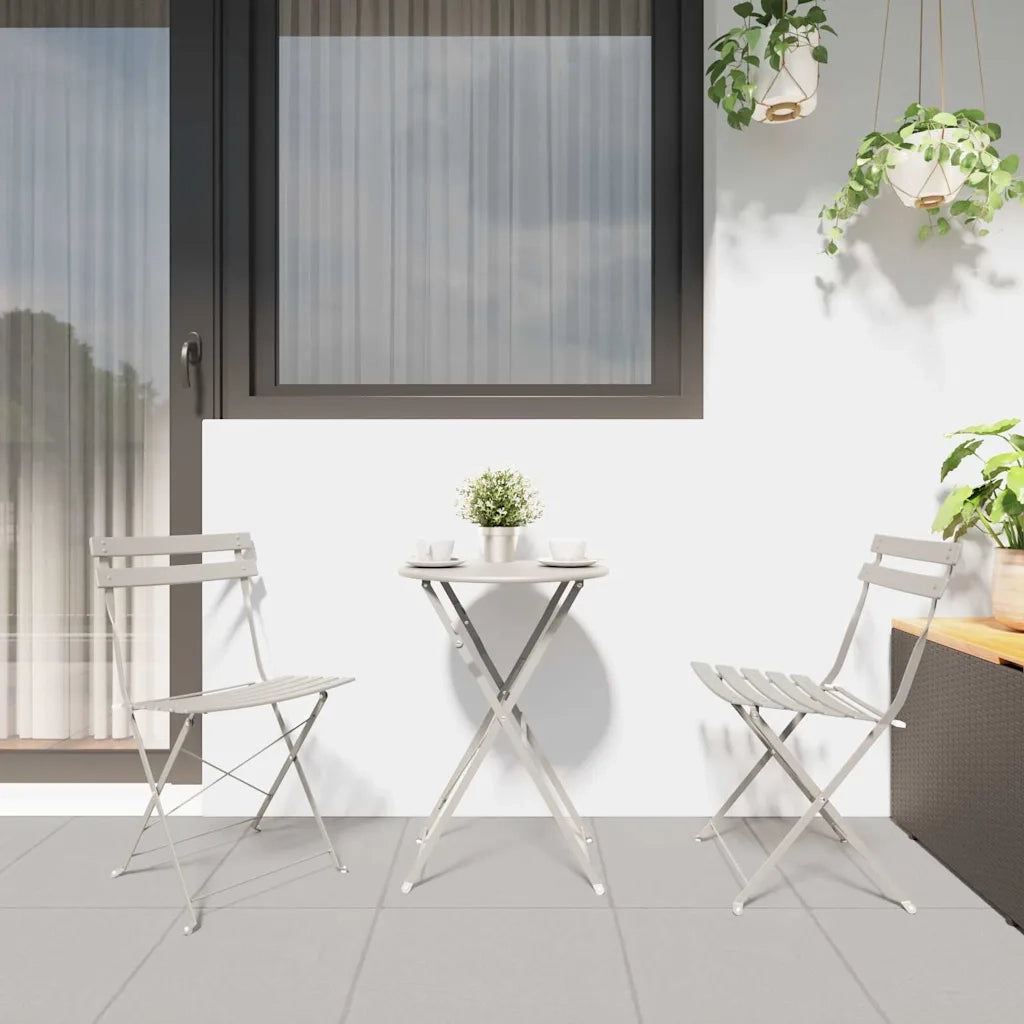 Sedia Pieghevole da Giardino 2 pz | Sedie da Esterno Beige 42 x 46 x 82cm Metallo