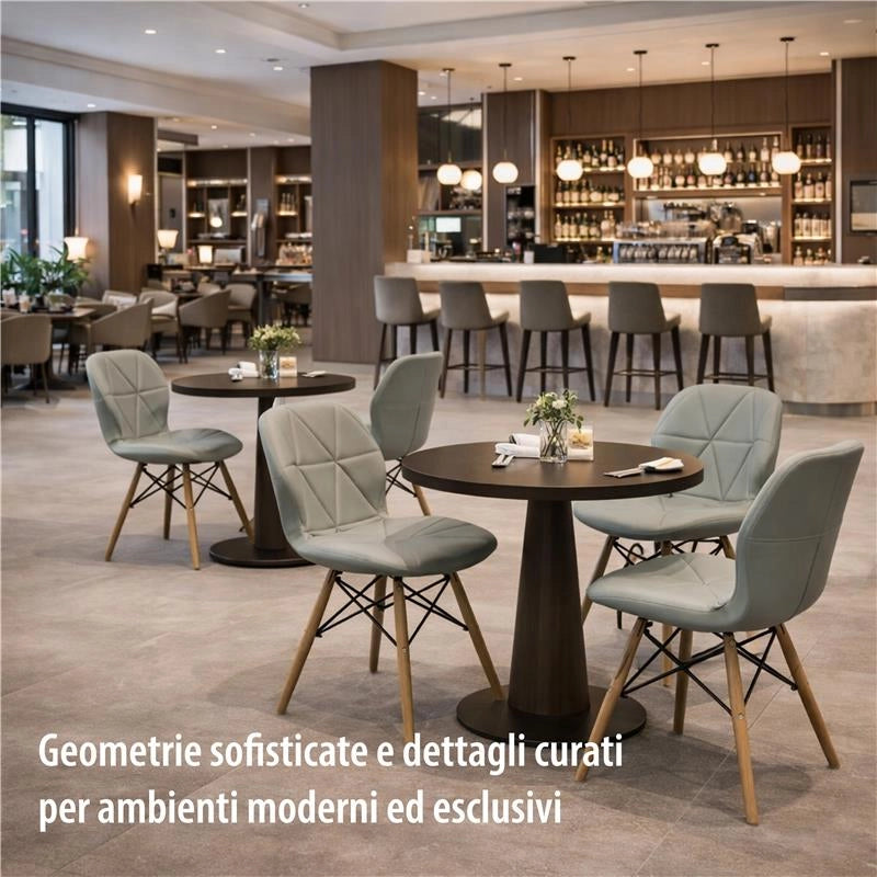 SET 6 SEDIE ANNAPOLIS MODERNA IN ECOPELLE GRIGIA E LEGNO 41 X 49 X H71 CM