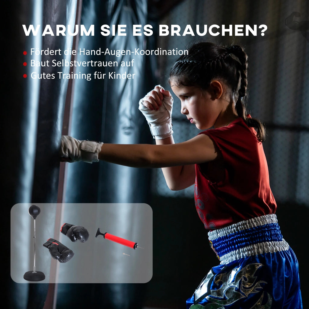 Set da Boxe con Palla da Punch e Guantoni ¨C Xylo ¨C Regolabile 126-144cm Nero