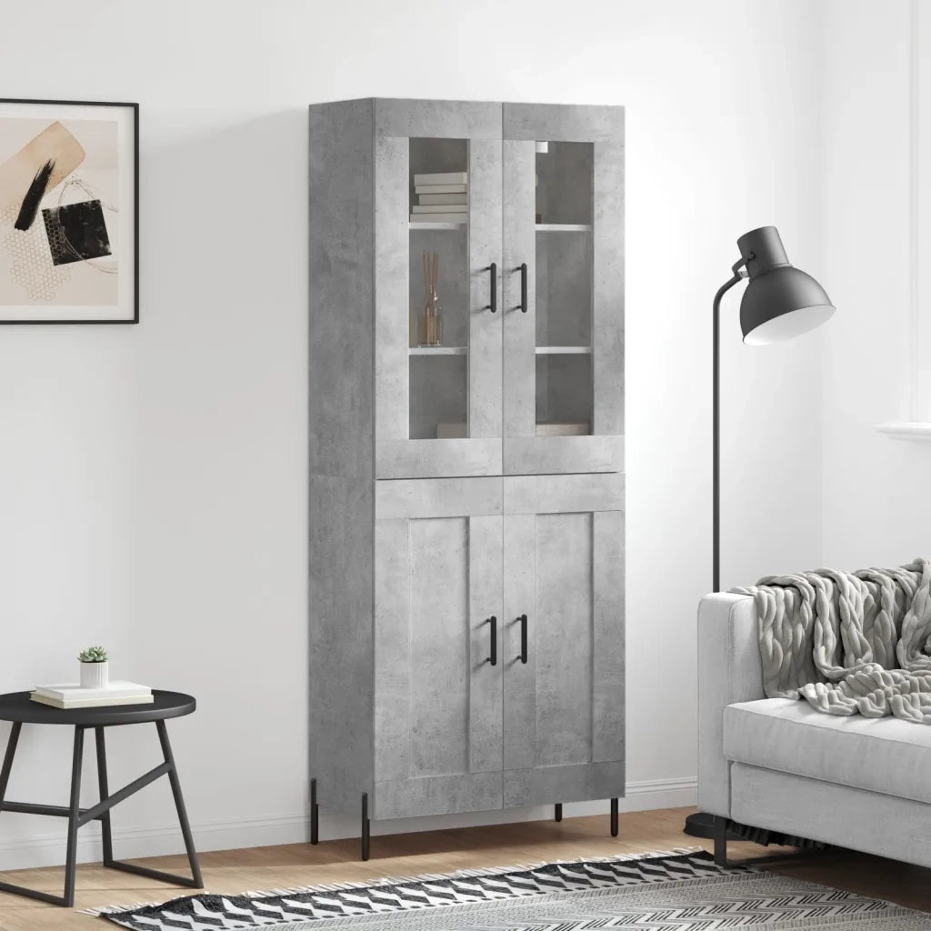 Credenza | Madia | Buffet da pranzo | Armadio da pranzo Grigio Cemento 69,5x34x180 cm in Legno Multistrato