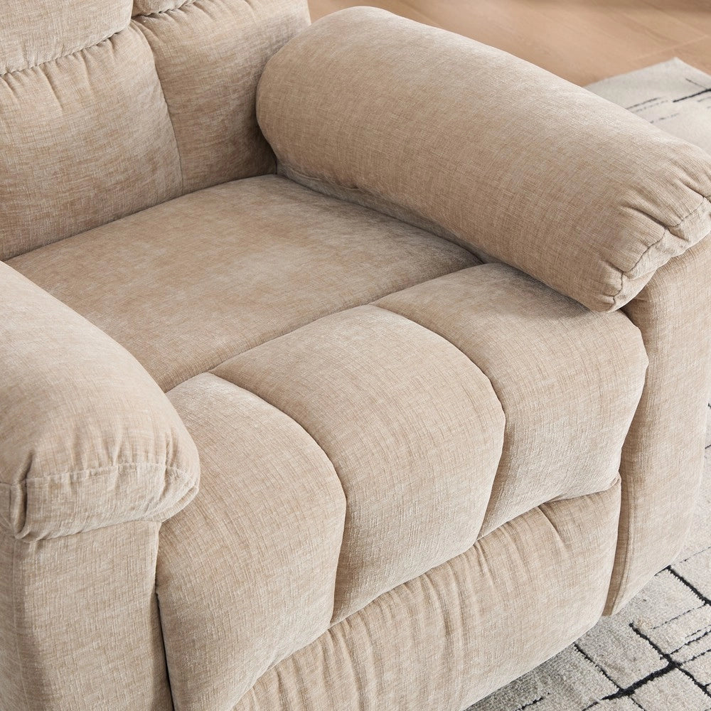 Poltrona Relax Elettrica Girevole 360¡ã con Massaggio, Riscaldamento e Poggiapiedi ¨C MINIMAL ¨C Beige Chiaro
