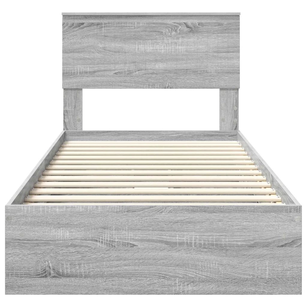 Letto con Contenitore con testiera-Struttura Letto con contenitore Grigio Sonoma 90 x 200 cm 869275
