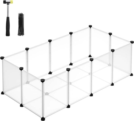 Casa per Animali da Giardino in Plastica Modulare – Recinzione per Cavia, Hamster e Piccoli Animali Domestici – 125 x 63 x 42 cm – Grigio