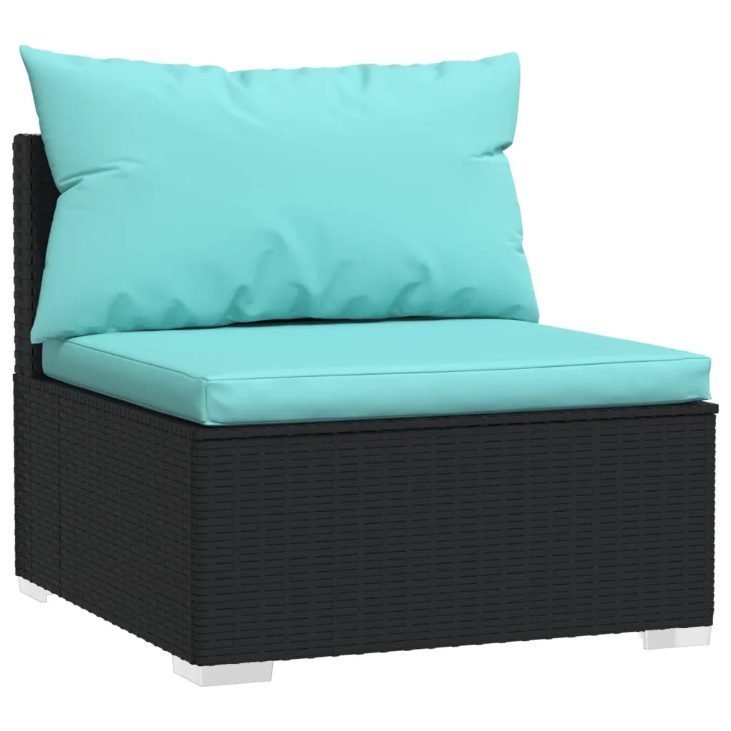 Set Divani da Giardino 12 pz con Cuscini in Polyrattan Nero 3102537