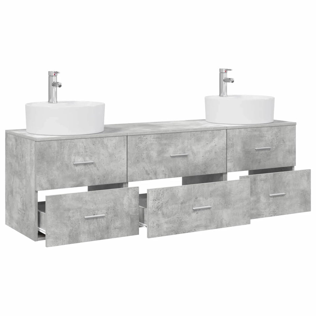 Set di Armadi da Bagno 3 pz Grigio Cemento 62,5 x 44,5 x 50 cm 3405870