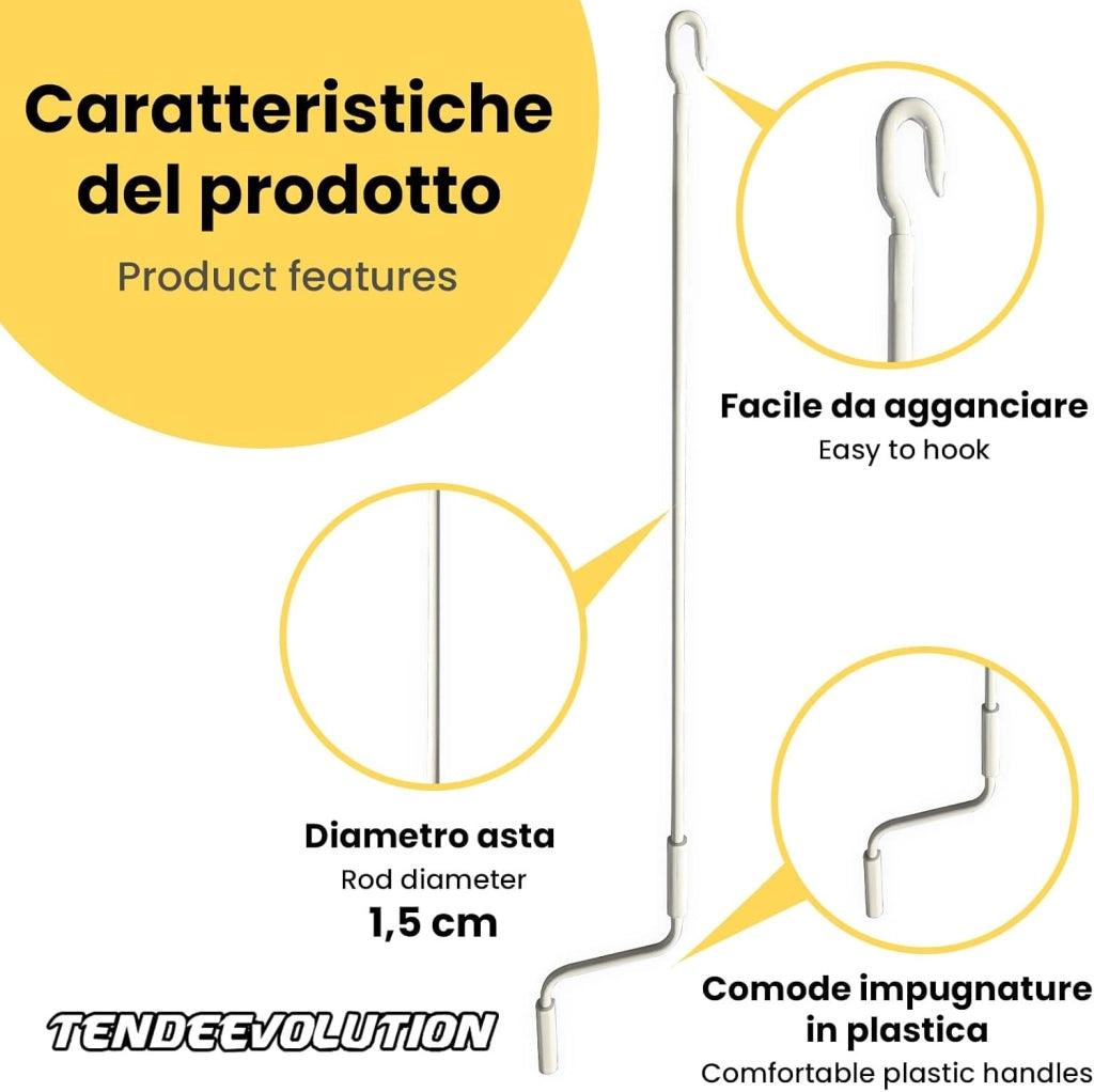 Asta Di Manovra Per Tenda Da Sole Varie Misure, Bastone Universale Per Tende (MARRONE 1,5 METRI)