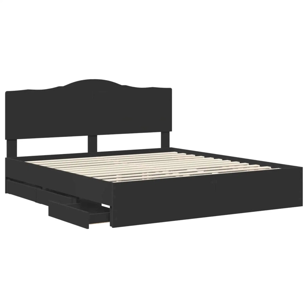 Letto matrimoniale | Letto per adulti | Struttura del letto Nero 200 x 200 cm Legno Ingegnerizzato
