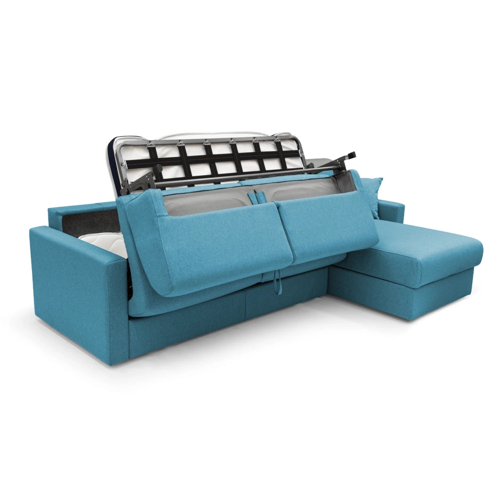 Chris Divano letto angolare 5 posti in tessuto impermeabile T13 288 cm Destro (mat. 160x197) azzurro