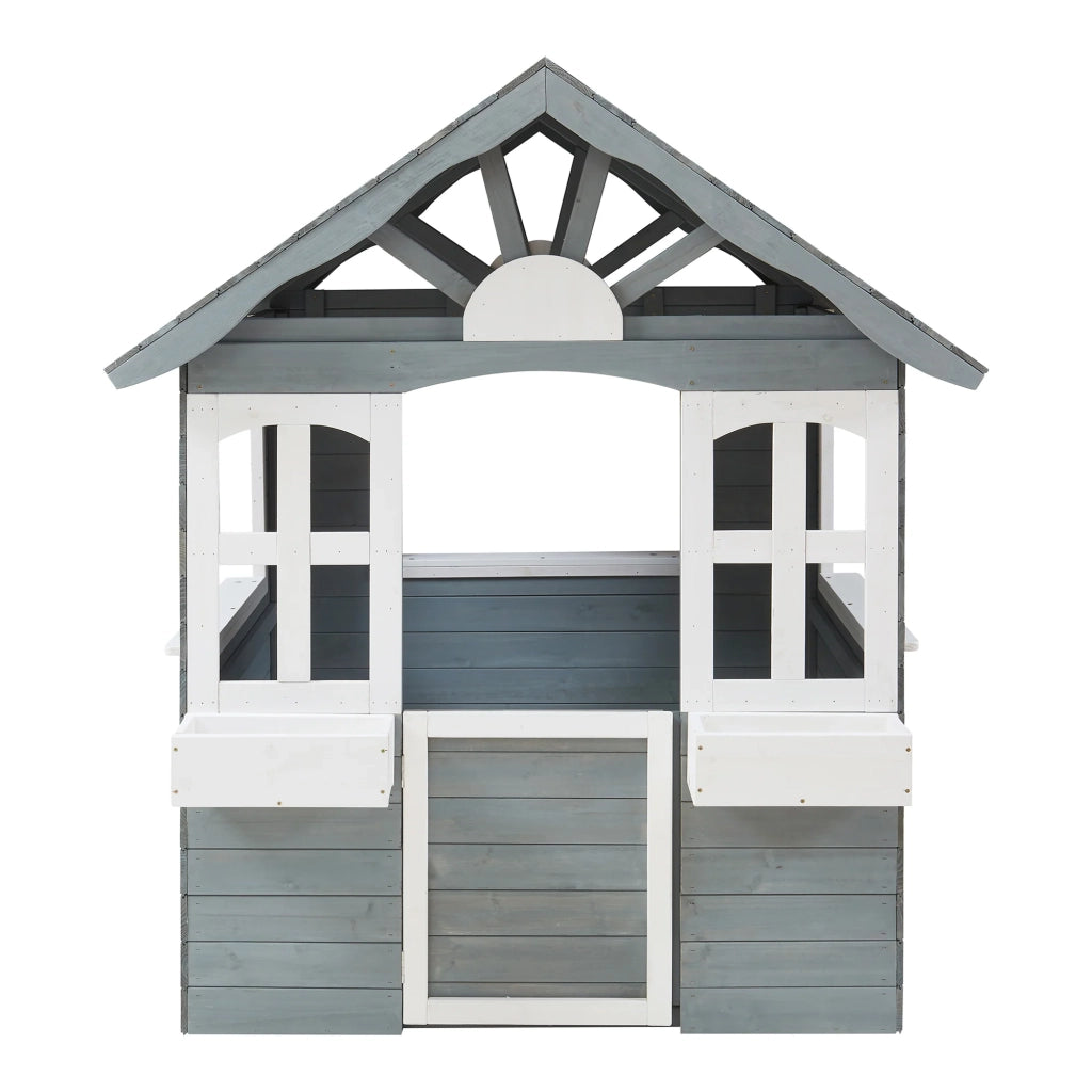 Casetta da gioco per esterni 138 x 120 x 102 cm grigio bianco legno di abete 03_0009087