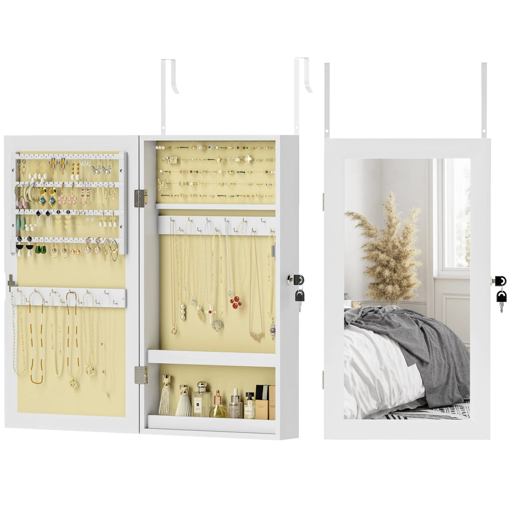 Specchio con cassettiera da parete ¨C zephmum ¨C bianco e crema