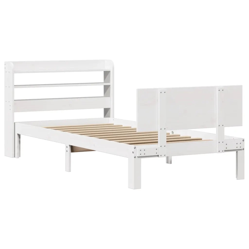 Letto singolo | Letto per adulti | Giroletto con Testiera senza Materasso Bianco 90x200 cm