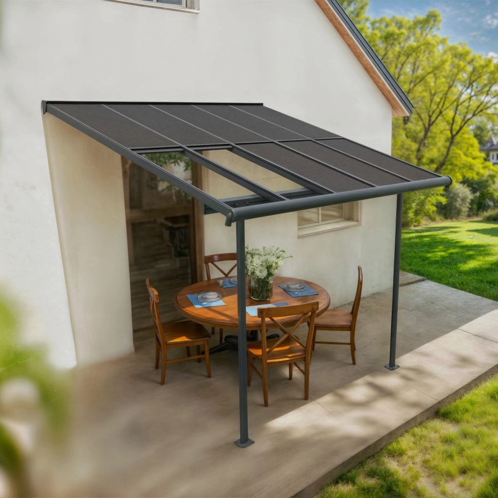 Canopia Sierra Cabrio Pergola Addossata in Alluminio 3X3 m Struttura grigia / Pannelli grigio opaco