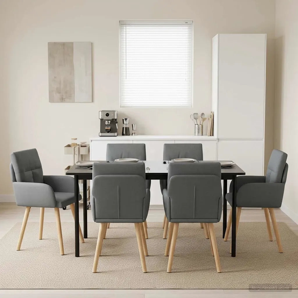 Sedie da pranzo 6 pz Tessuto Grigio Scuro 60 x 56 x 96 cm 3428366