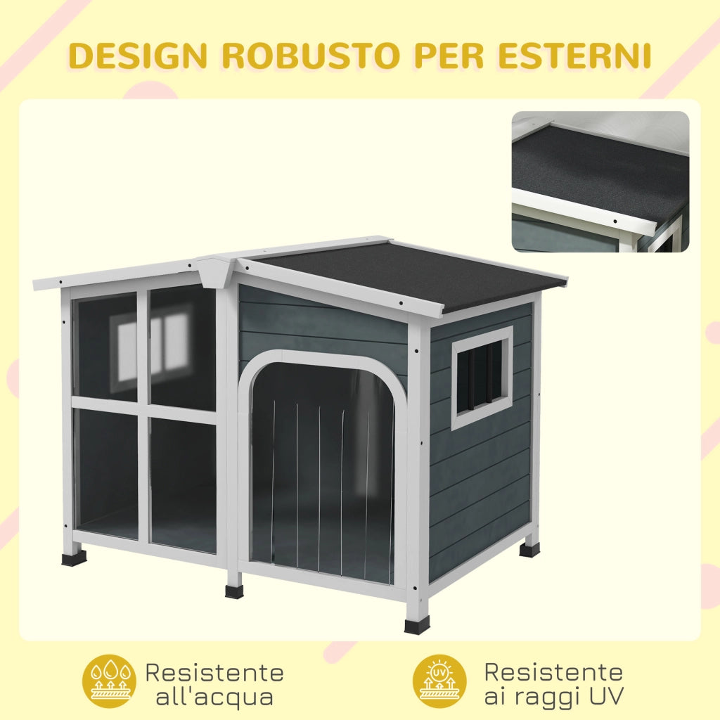 Cuccia per cani ¨C Xylo ¨C legno grigio 101x66.5x70.5 cm con tetto apribile