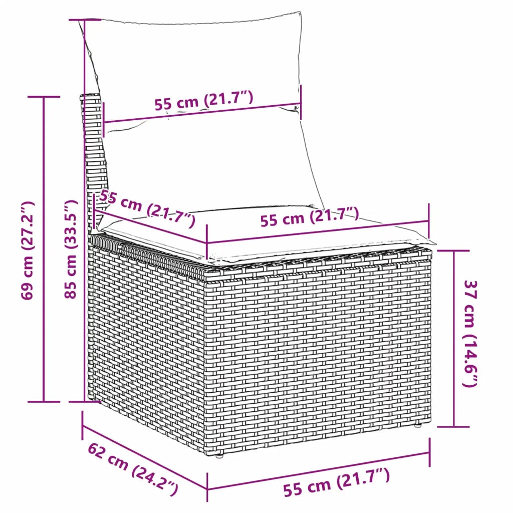 Set Divano da Giardino con cuscino 10 pcs Marrone polyrattan 3347244