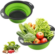 Zecca siliconica pieghevole - Adatta per pasta e verdure - 2 pezzi - Verde - 23,5 e 29 cm